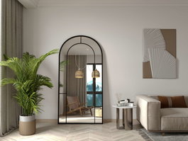 Hanah Home Espejo Cheval Rounda Negro